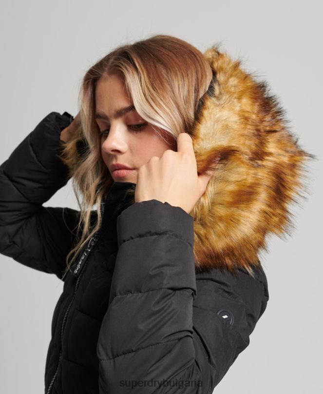 Superdry облекло N00H5638 черен Жени арктично дълго пухено палто