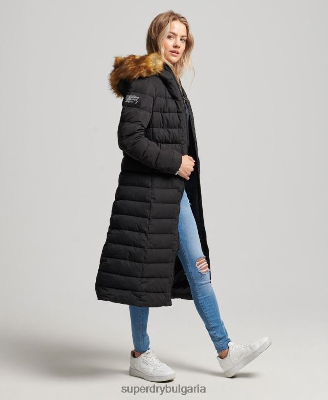 Superdry облекло N00H5638 черен Жени арктично дълго пухено палто