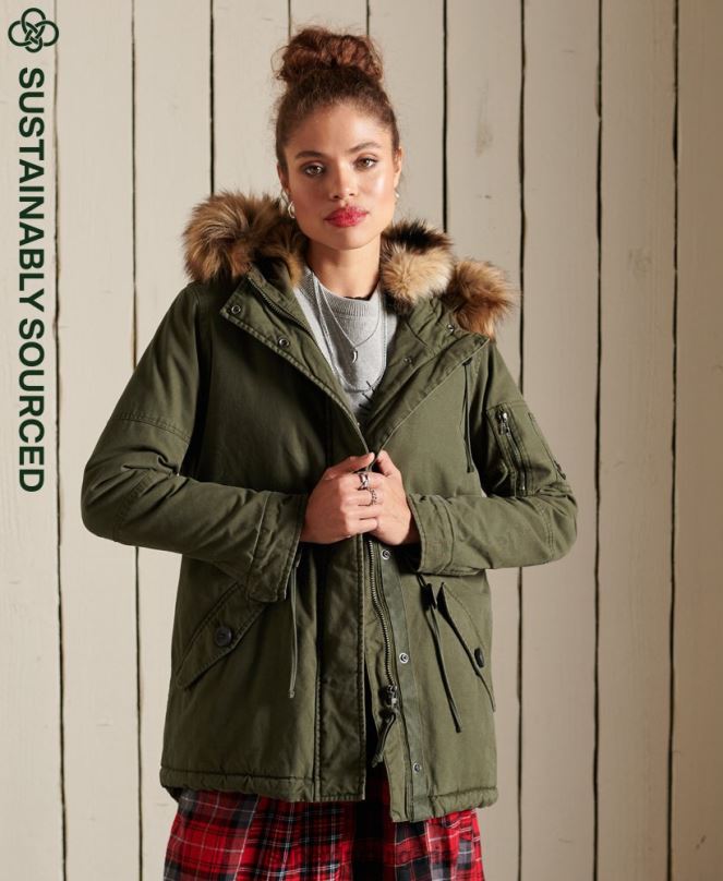 Superdry облекло N00H5639 зелено Жени първокласно военно палто парка