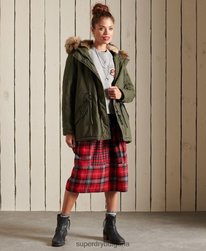 Superdry облекло N00H5639 зелено Жени първокласно военно палто парка