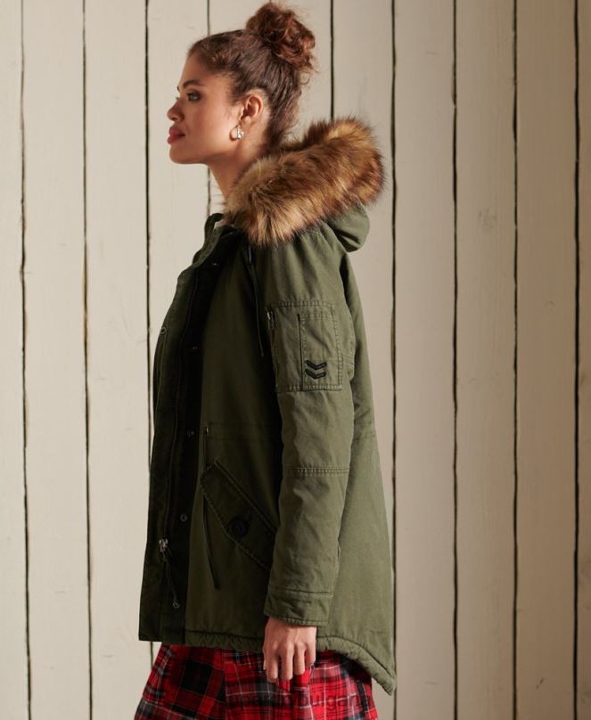 Superdry облекло N00H5639 зелено Жени първокласно военно палто парка