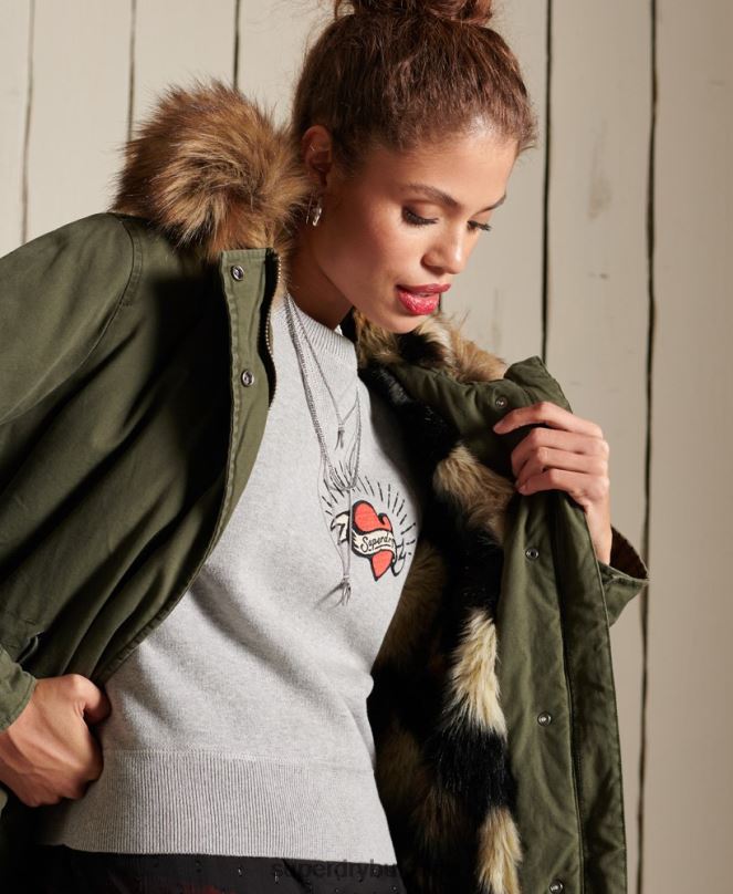 Superdry облекло N00H5639 зелено Жени първокласно военно палто парка