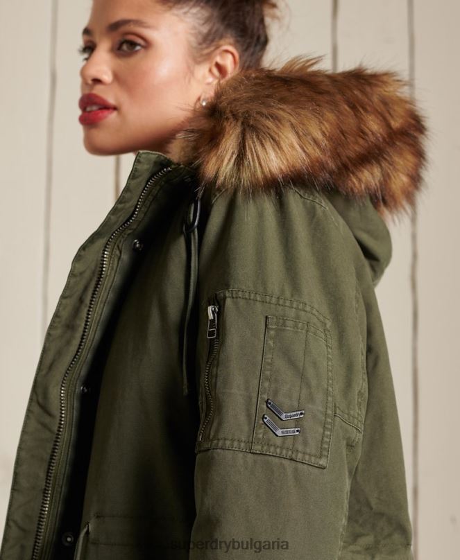 Superdry облекло N00H5639 зелено Жени първокласно военно палто парка