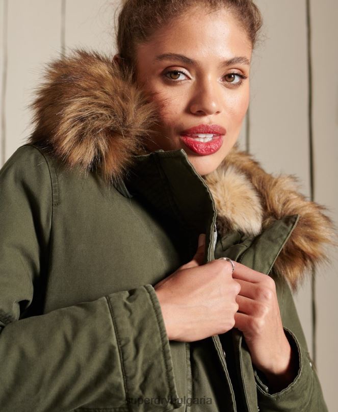Superdry облекло N00H5639 зелено Жени първокласно военно палто парка