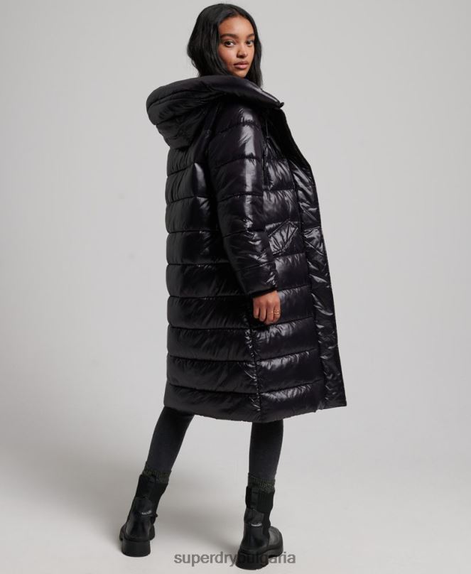 Superdry облекло N00H5642 черен Жени висок блясък дълга завивка