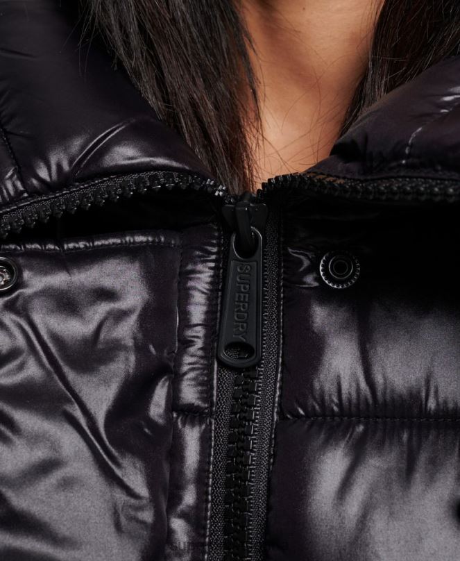 Superdry облекло N00H5642 черен Жени висок блясък дълга завивка