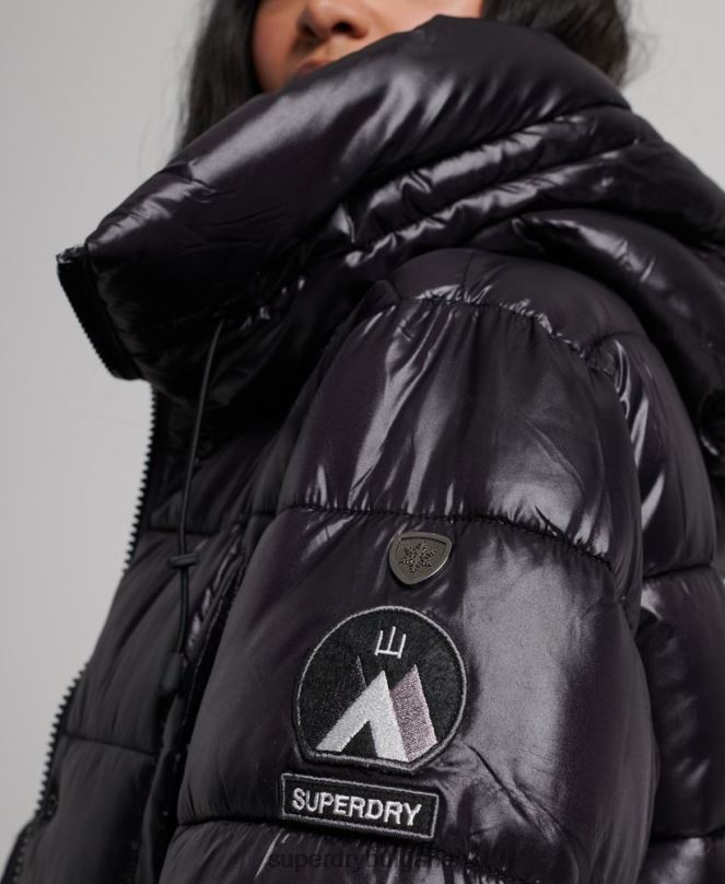 Superdry облекло N00H5642 черен Жени висок блясък дълга завивка