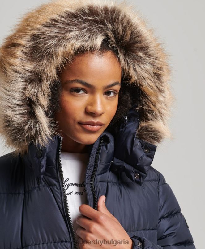 Superdry облекло N00H5651 военноморски флот Жени планинско палто fuji с качулка
