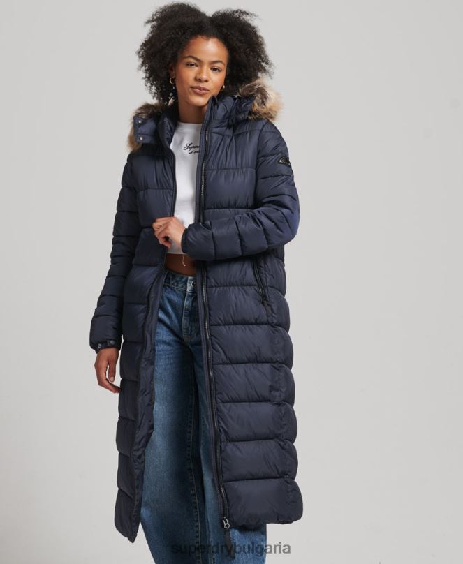 Superdry облекло N00H5651 военноморски флот Жени планинско палто fuji с качулка