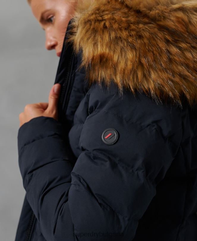 Superdry облекло N00H5655 военноморски флот Жени арктично високо пухено палто
