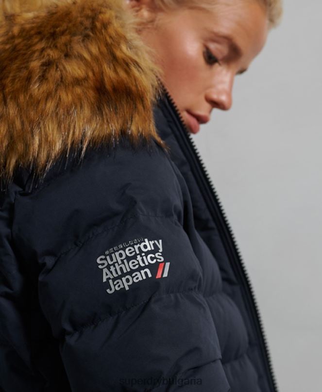 Superdry облекло N00H5655 военноморски флот Жени арктично високо пухено палто