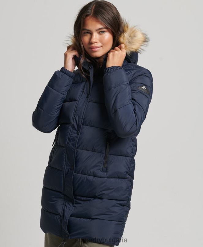 Superdry облекло N00H5669 военноморски флот Жени междинно палто с качулка