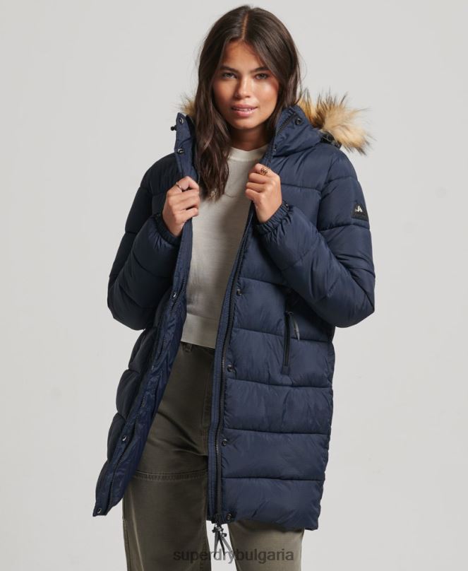 Superdry облекло N00H5669 военноморски флот Жени междинно палто с качулка