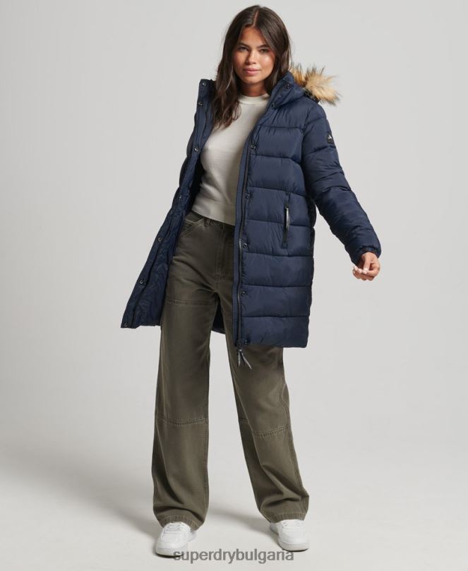 Superdry облекло N00H5669 военноморски флот Жени междинно палто с качулка