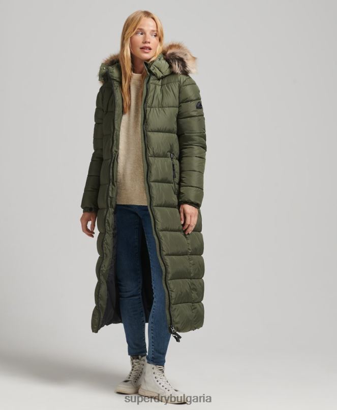 Superdry облекло N00H5671 каки Жени планинско палто fuji с качулка
