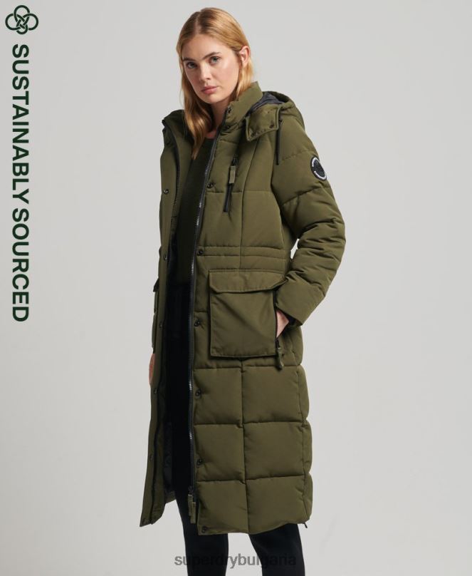 Superdry облекло N00H5688 зелено Жени палто everest с парагади