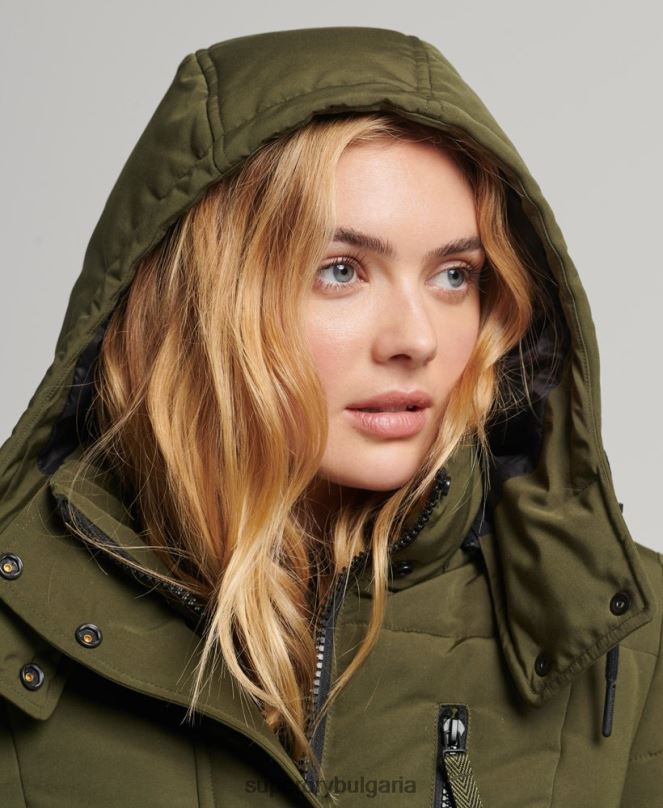 Superdry облекло N00H5688 зелено Жени палто everest с парагади