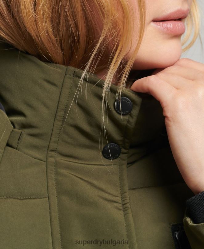 Superdry облекло N00H5688 зелено Жени палто everest с парагади