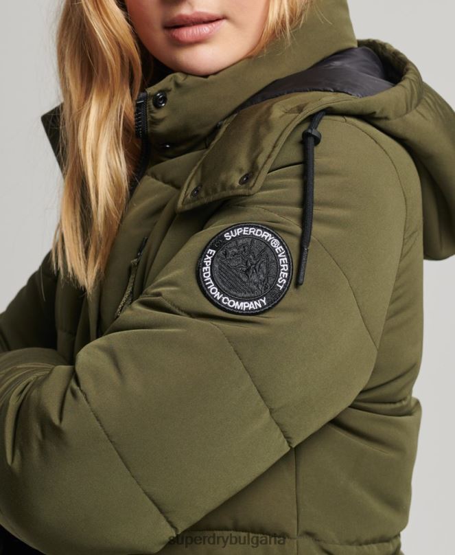 Superdry облекло N00H5688 зелено Жени палто everest с парагади