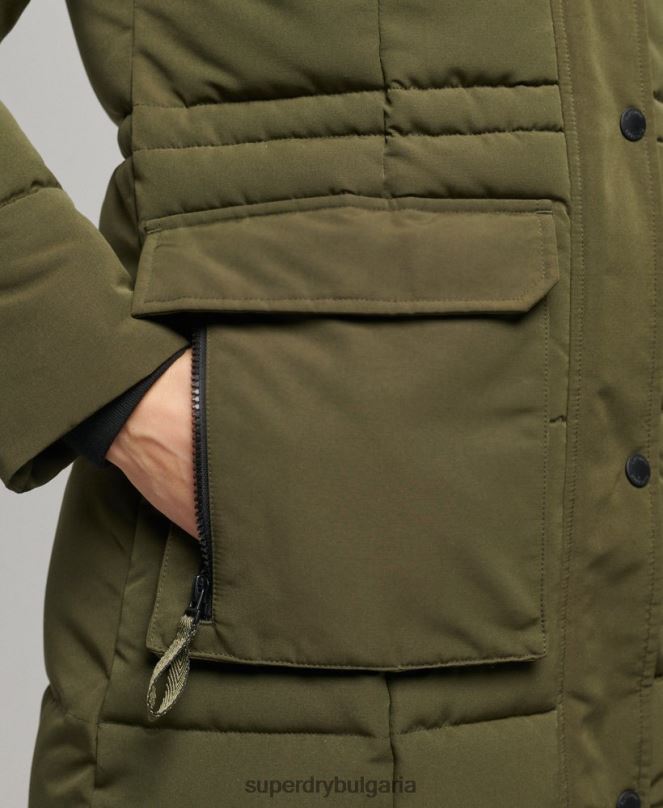 Superdry облекло N00H5688 зелено Жени палто everest с парагади