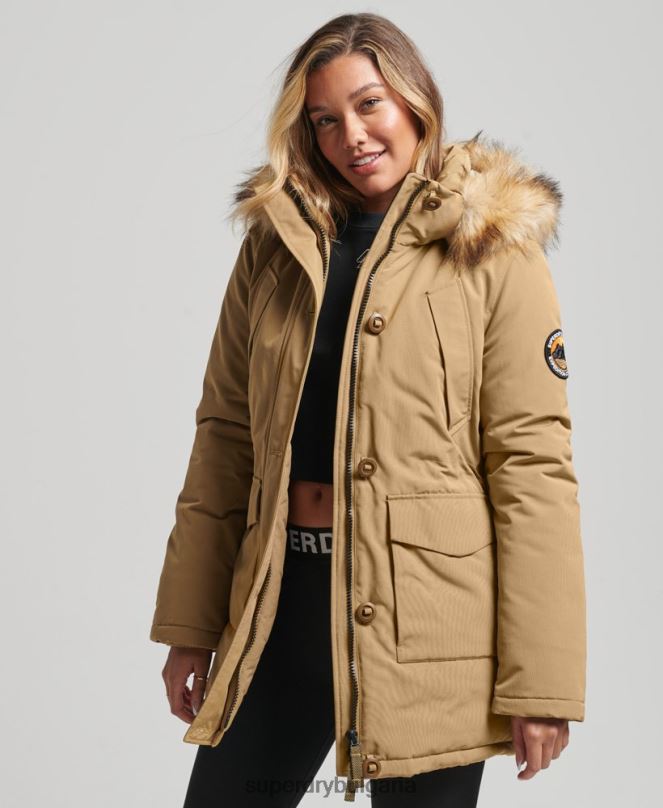 Superdry облекло N00H5700 тен Жени палто парка everest