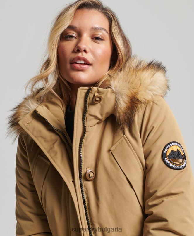 Superdry облекло N00H5700 тен Жени палто парка everest
