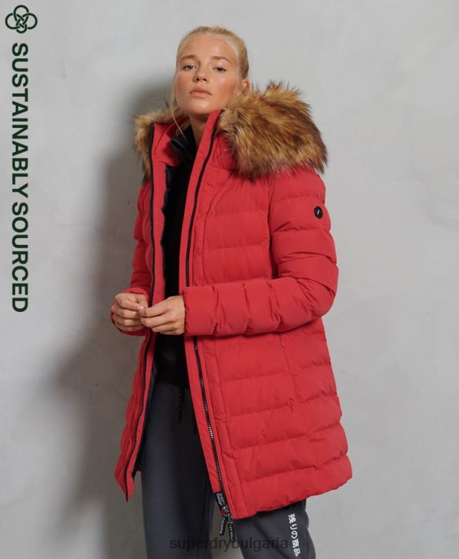 Superdry облекло N00H5714 червен Жени арктично високо пухено палто