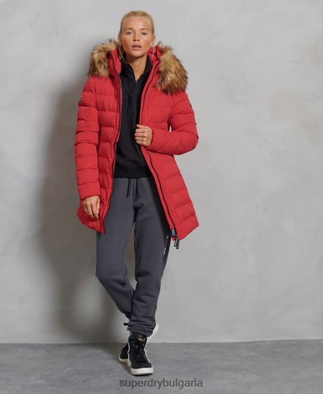 Superdry облекло N00H5714 червен Жени арктично високо пухено палто