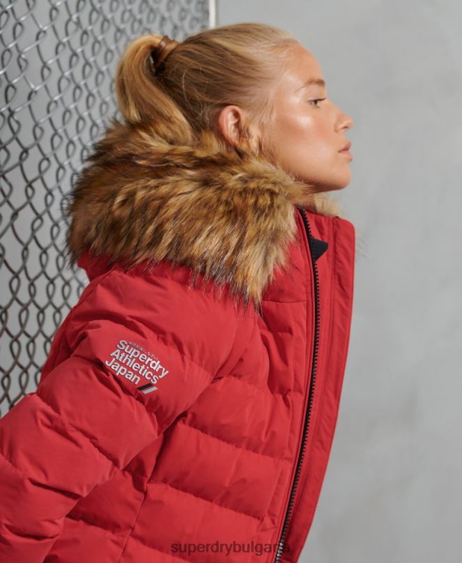 Superdry облекло N00H5714 червен Жени арктично високо пухено палто