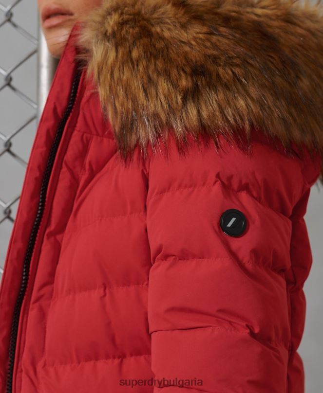 Superdry облекло N00H5714 червен Жени арктично високо пухено палто