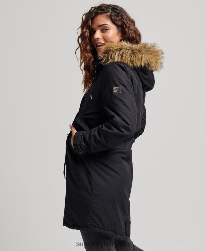 Superdry облекло N00H5731 тъмно сив Жени автентична военна парка от изкуствена кожа