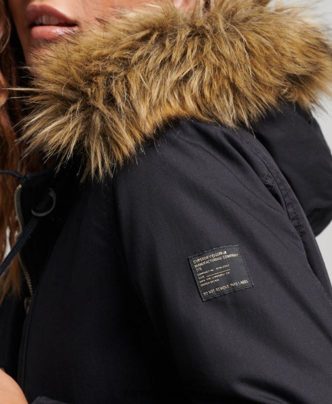 Superdry облекло N00H5731 тъмно сив Жени автентична военна парка от изкуствена кожа