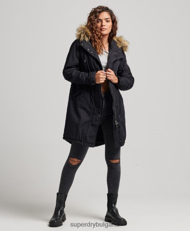 Superdry облекло N00H5731 тъмно сив Жени автентична военна парка от изкуствена кожа