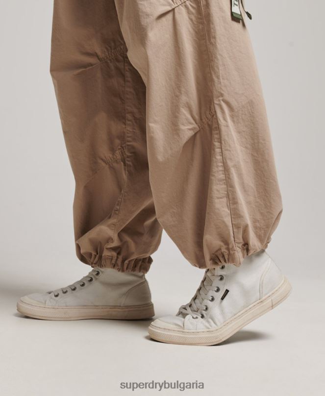 Superdry облекло N00H1961 кафяво Жени широки парашутни панталони