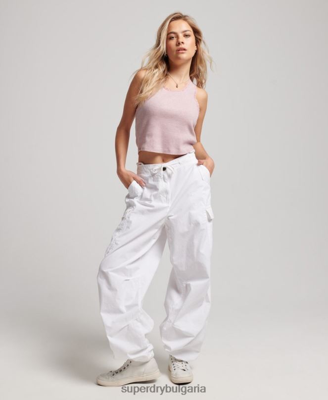 Superdry облекло N00H1979 бяло Жени широки парашутни панталони