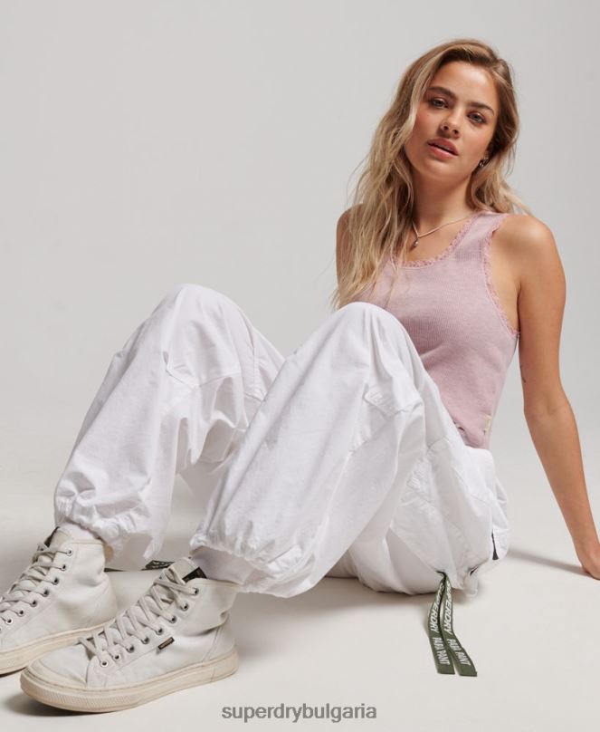 Superdry облекло N00H1979 бяло Жени широки парашутни панталони
