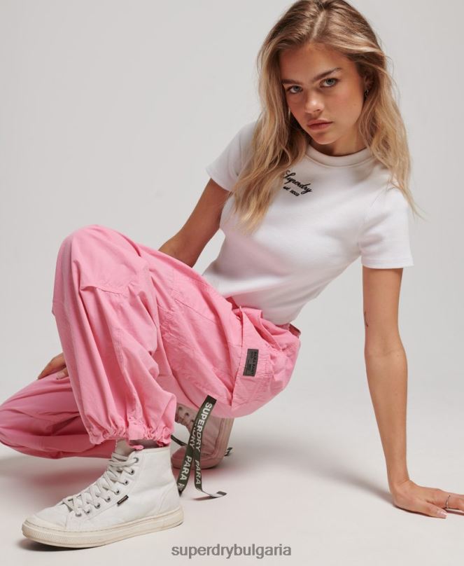 Superdry облекло N00H1989 розово Жени широки парашутни панталони