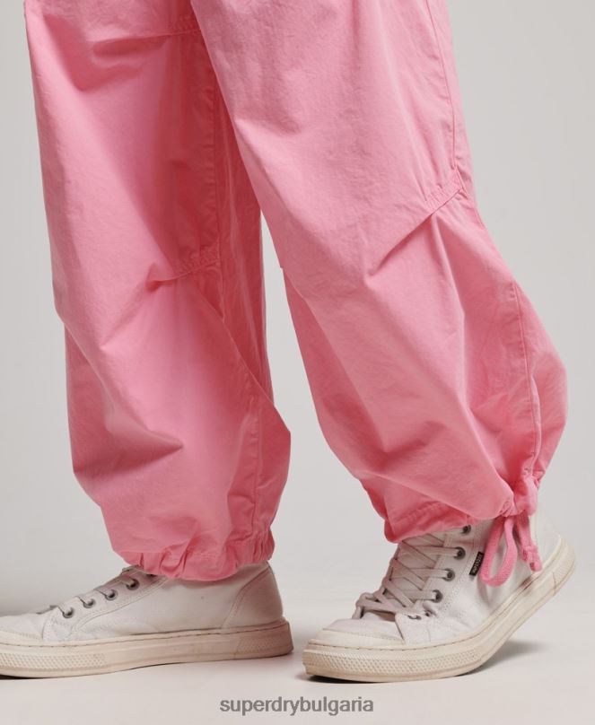 Superdry облекло N00H1989 розово Жени широки парашутни панталони