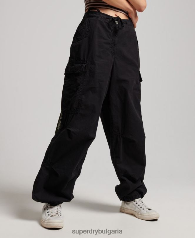Superdry облекло N00H2013 черен Жени широки парашутни панталони