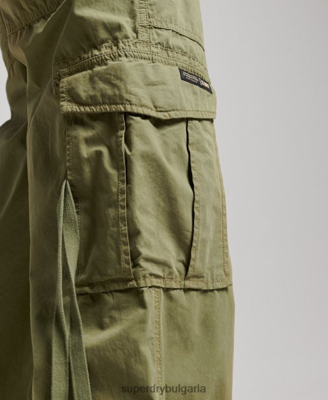 Superdry облекло N00H2015 зелено Жени широки карго панталони с ниска талия