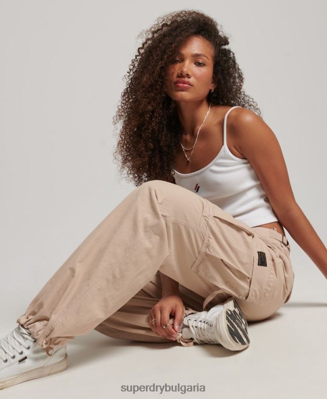 Superdry облекло N00H2036 кафяво Жени ретро карго панталони с ниска талия
