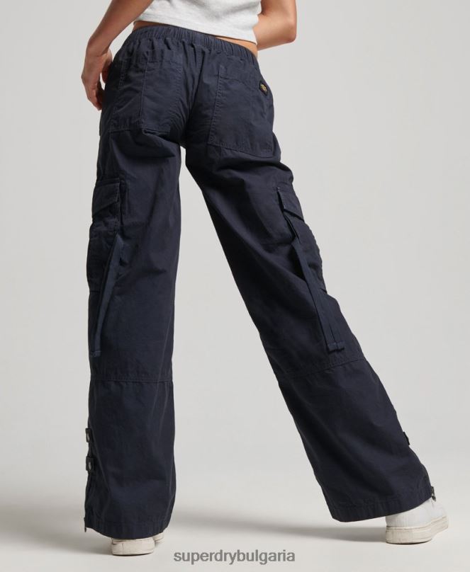 Superdry облекло N00H2103 военноморски флот Жени широки карго панталони с ниска талия