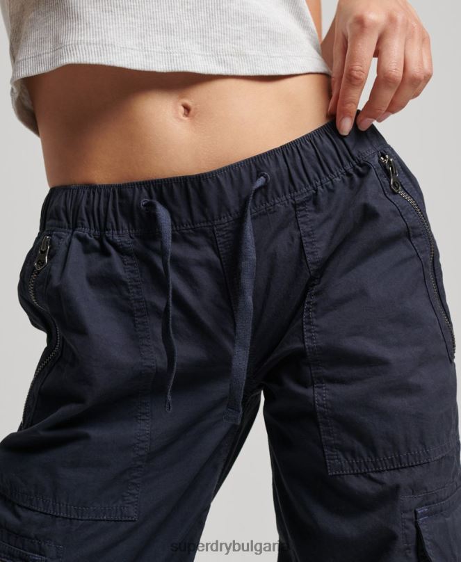 Superdry облекло N00H2103 военноморски флот Жени широки карго панталони с ниска талия
