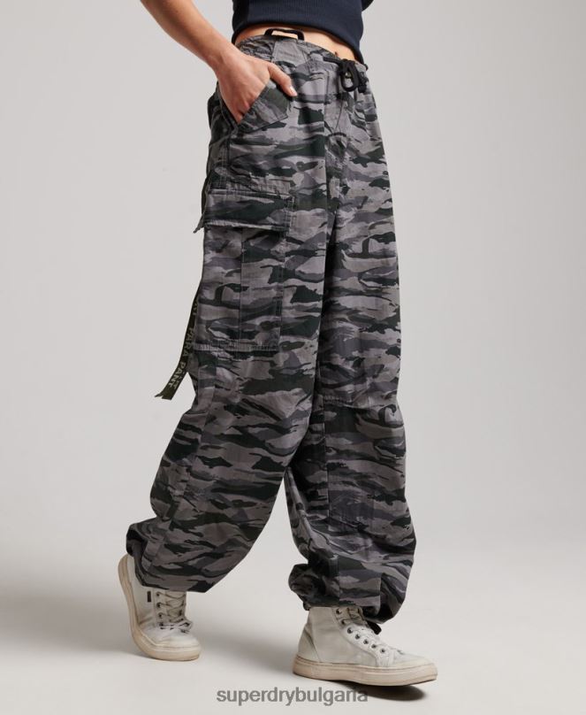 Superdry облекло N00H2129 зелено Жени широки парашутни панталони
