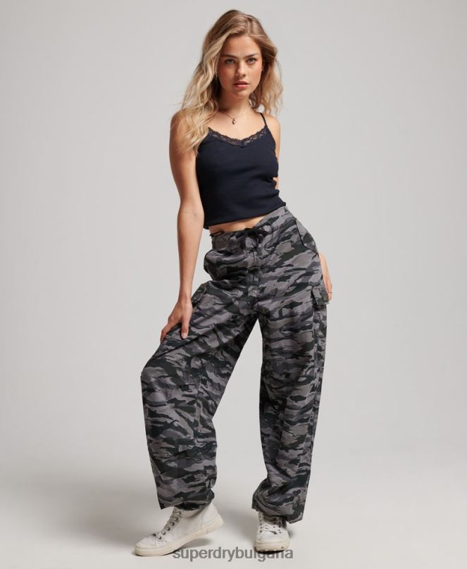 Superdry облекло N00H2129 зелено Жени широки парашутни панталони