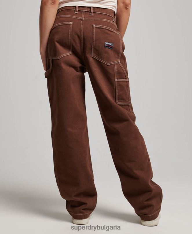Superdry облекло N00H2555 кафяво Жени контрастни дърводелски панталони