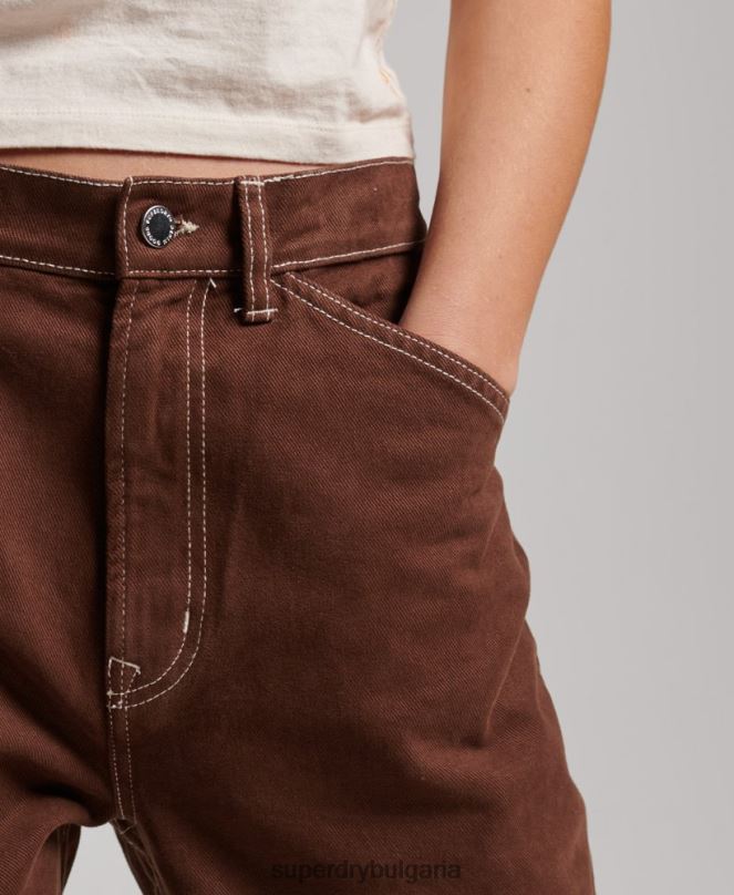Superdry облекло N00H2555 кафяво Жени контрастни дърводелски панталони