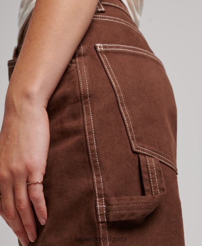 Superdry облекло N00H2555 кафяво Жени контрастни дърводелски панталони
