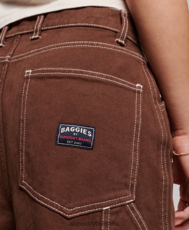 Superdry облекло N00H2555 кафяво Жени контрастни дърводелски панталони