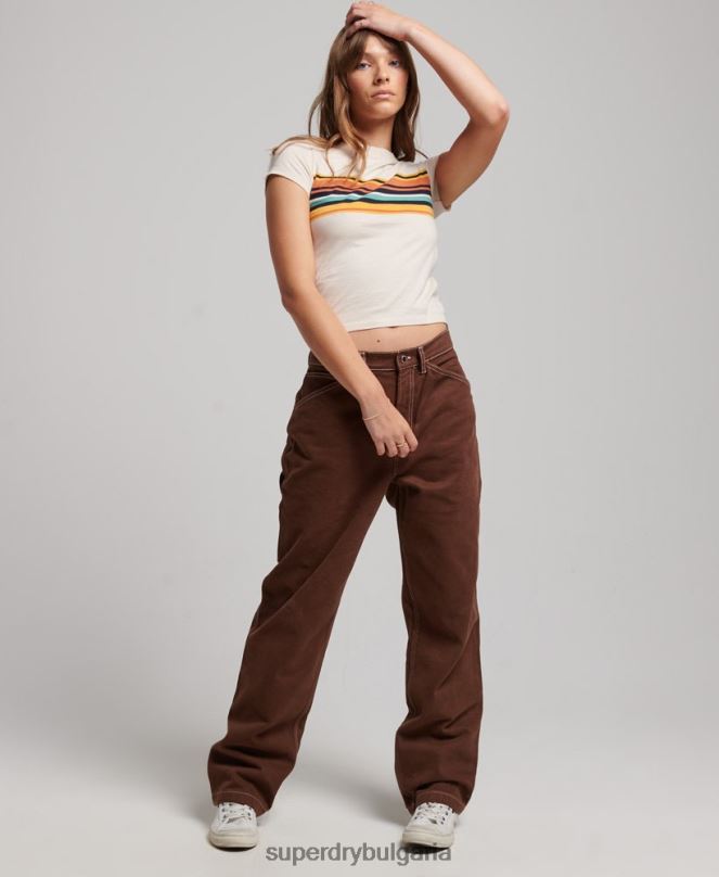 Superdry облекло N00H2555 кафяво Жени контрастни дърводелски панталони